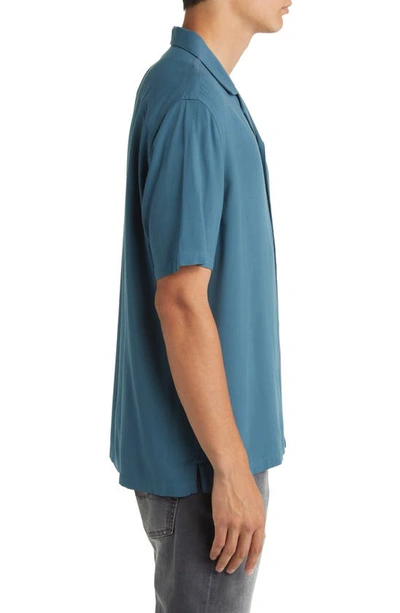 Shop Allsaints Venice Relaxed Fit Short Sleeve Button-up Camp Shirt In Jade Blue
