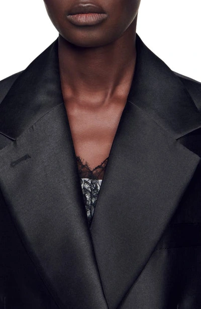 Shop Sandro Trocadero Oversize Double Breasted Jacket In Black