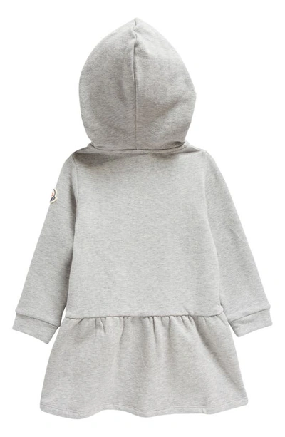 Shop Moncler Kids' Long Sleeve Hooded Stretch Cotton Dress In Grey