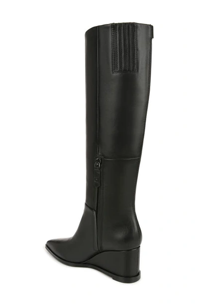 Shop Franco Sarto Estella Pointed Toe Knee High Wedge Boot In Black