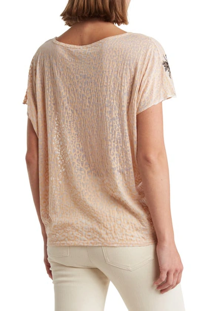 Go Couture Patterned Dolman Sleeve T-shirt In Peach/ Blue Perennial