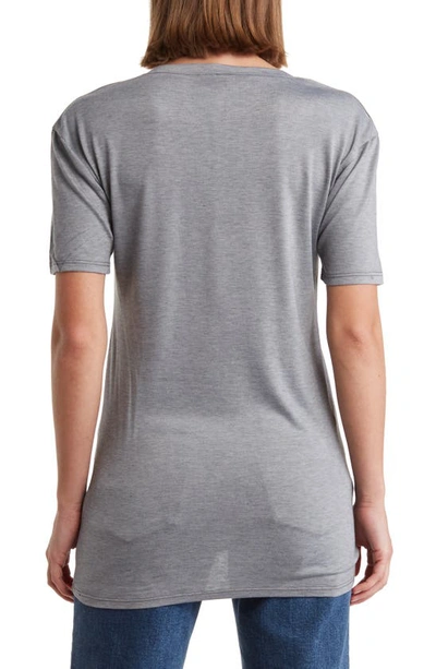 Go Couture Deep V-neck Boyfriend Tee In Grey/ Summer Song