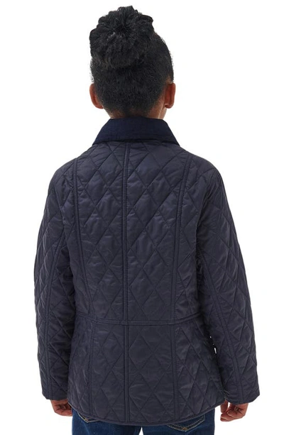Shop Barbour Kids' Liddesdale Quilted Jacket In Navy/ Gardenia