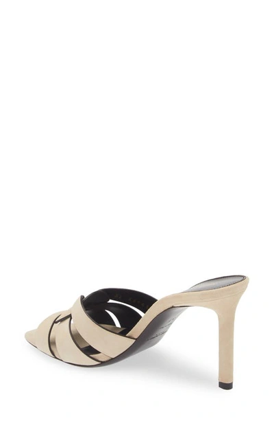Saint Laurent Tribute Woven Suede Mules In Cream