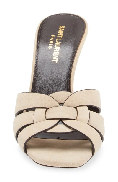 Saint Laurent Tribute Woven Suede Mules In Cream