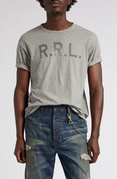 Shop Double Rl Logo Graphic T-shirt In Heather Grey