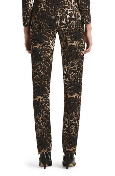 Shop St John Leopard Jacquard Twill Pants In Caramel Multi