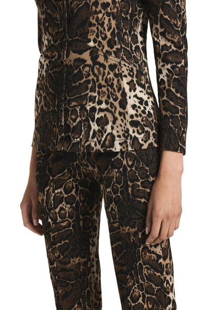 Shop St John Leopard Jacquard Twill Pants In Caramel Multi