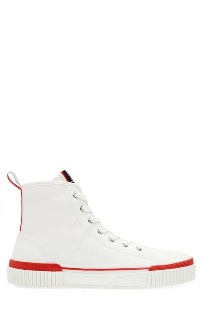 Shop Christian Louboutin Pedro Olona Flat High Top Sneaker In Wh01 White
