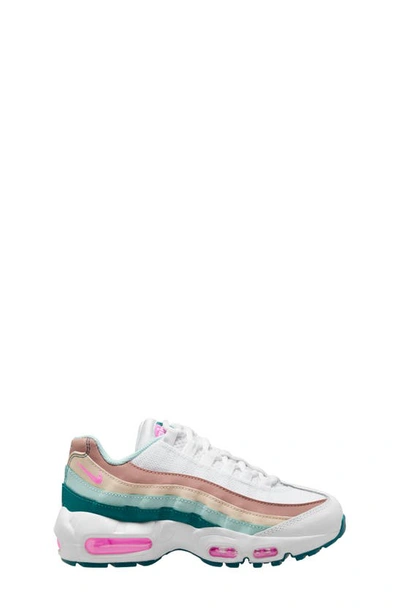 Shop Nike Kids' Air Max 95 Recraft Gs Sneaker In White/ Pink/ Geode Teal/ Jade