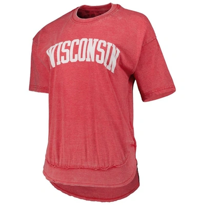 Shop Pressbox Heather Red Wisconsin Badgers Arch Poncho T-shirt