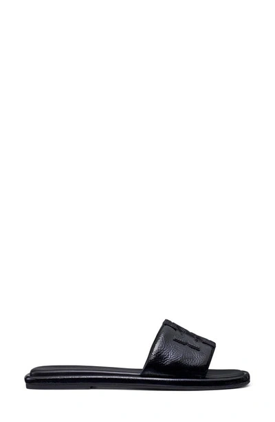 Tory Burch Ines Logo-patch Slides In Perfect Black