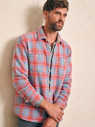 Shop Faherty The Surf Flannel Shirt In Brick River Plaid