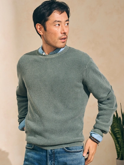 Shop Faherty Sunwashed Crewneck Sweater In Mountain Olive