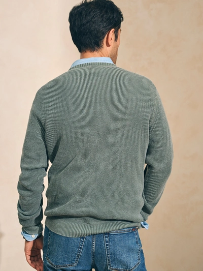 Shop Faherty Sunwashed Crewneck Sweater In Mountain Olive