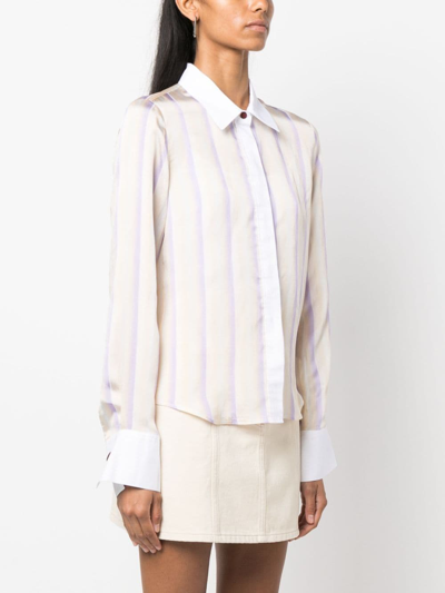 Shop Forte Forte Striped Long-sleeve Shirt In Neutrals