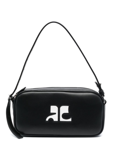 Shop Courrèges Camera Leather Shoulder Bag In Black