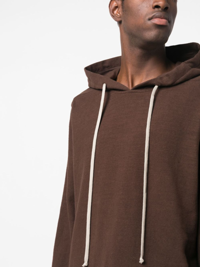 Shop Rick Owens Extra-long Sleeve Cotton Hoodie In Brown