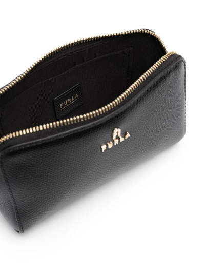 Furla Medium Camelia Leather Make Up Bag In Black