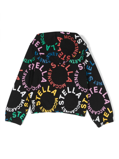 Shop Stella Mccartney Logo-print Cotton Hooded Jacket In Black