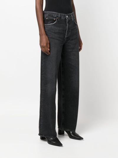 Shop Agolde High-rise Wide-leg Jeans In Black