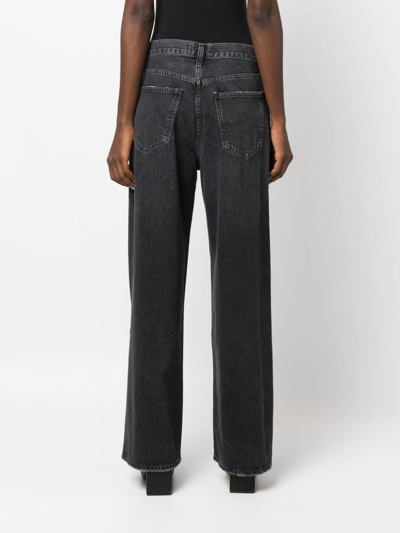 Shop Agolde High-rise Wide-leg Jeans In Black