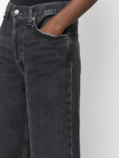 Shop Agolde High-rise Wide-leg Jeans In Black