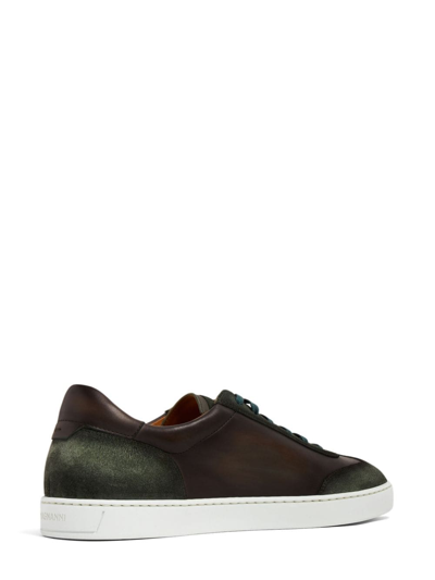 Shop Magnanni Lace-up Leather Sneakers In Green