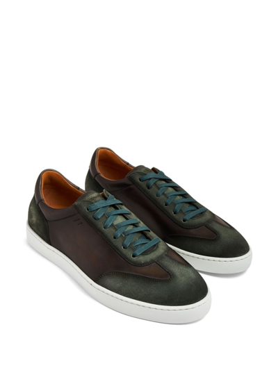 Shop Magnanni Lace-up Leather Sneakers In Green