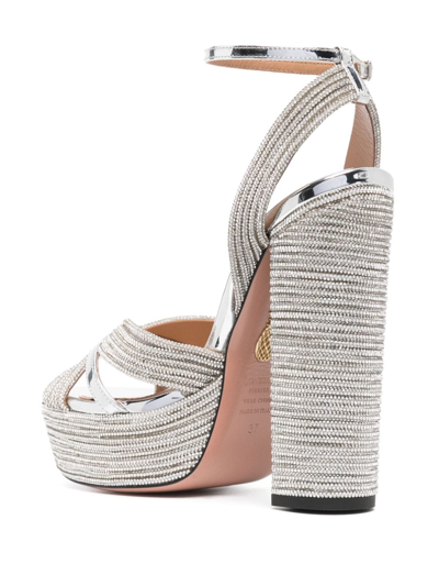 Aquazzura Sundance 140 Crystal-embellished Platform Sandals In Metallic