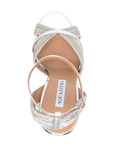 Aquazzura Sundance 140 Crystal-embellished Platform Sandals In Metallic