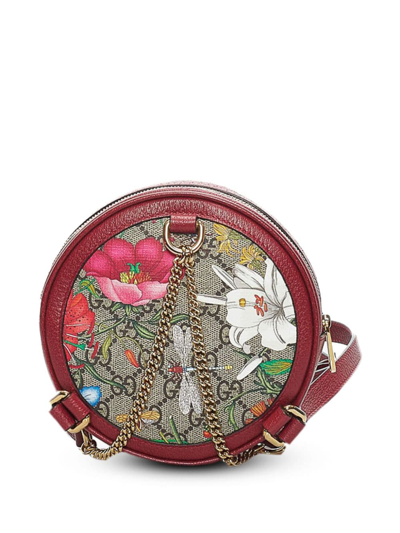 Pre-owned Gucci Flora Ophidia Round Backpack In Red