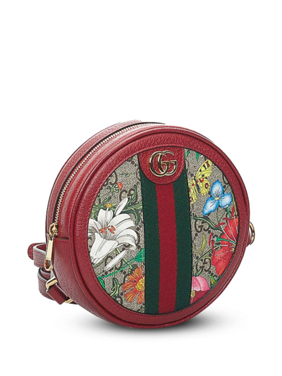Pre-owned Gucci Flora Ophidia Round Backpack In Red