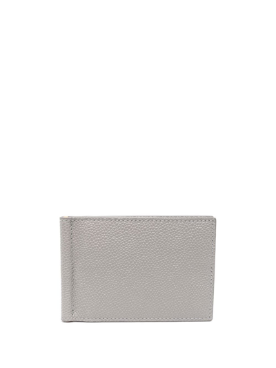 Shop Thom Browne Money Clip Leather Wallet In Grey