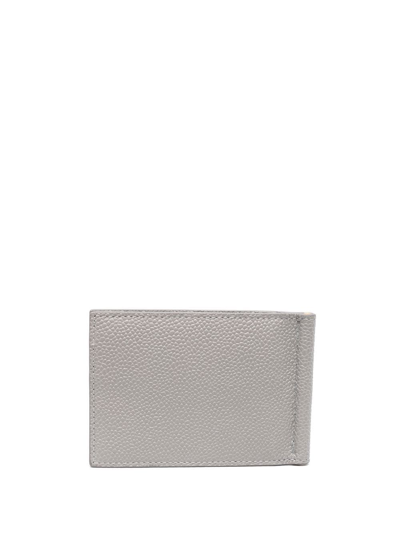 Thom Browne Money Clip Leather Wallet In Grey