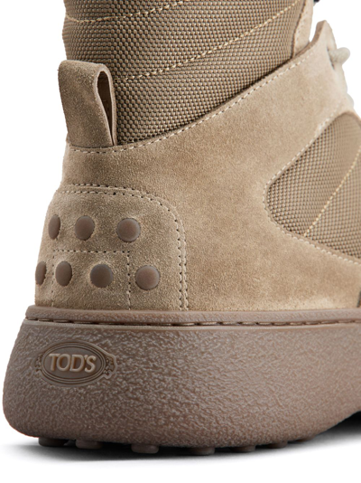 Tod's Panelled Lace-up Suede Boots In Neutrals