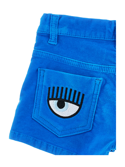 Shop Chiara Ferragni Cf Graffiti Velvet Shorts In Diva Blue