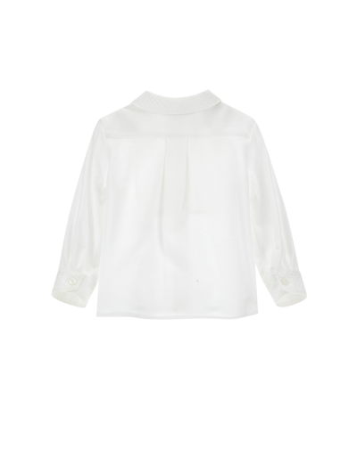 Shop Monnalisa Piquet Shirt With Bow Tie In Cream