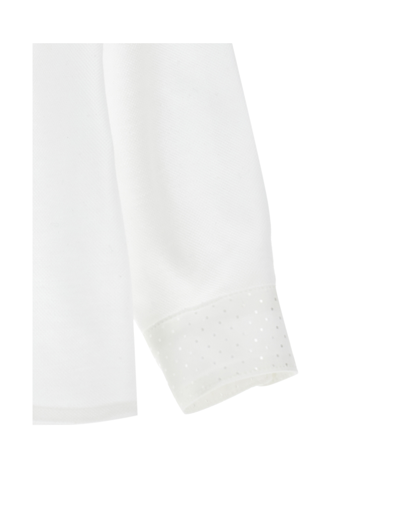 Shop Monnalisa Piquet Shirt With Bow Tie In Cream