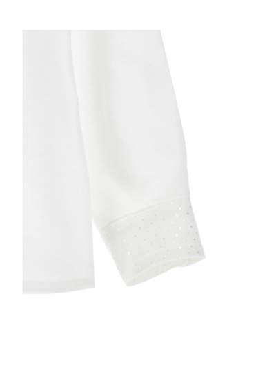 Monnalisa Piquet Shirt With Bow Tie In Cream