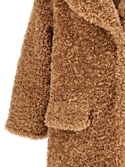 Monnalisa Plush Coat In Beige