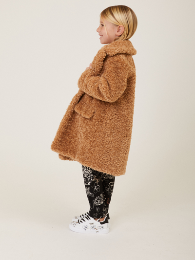 Monnalisa Plush Coat In Beige