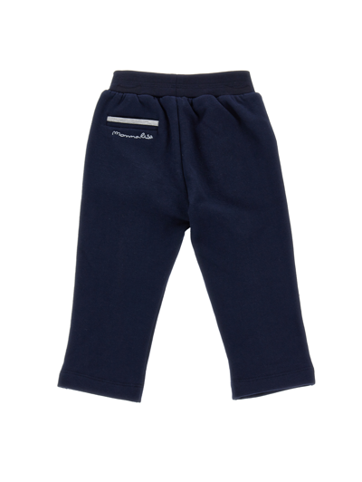 Monnalisa Fleece Trousers With Contrasting Welt In Dark Blue