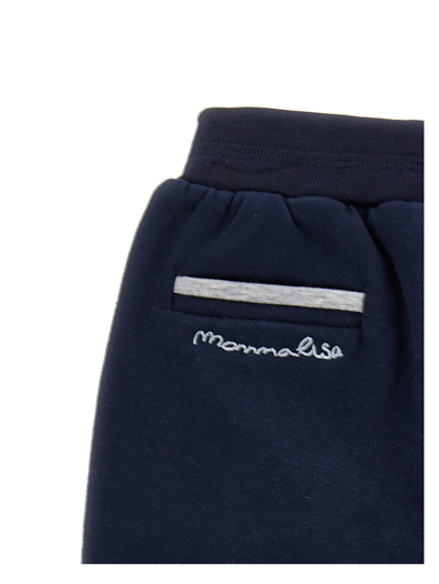 Monnalisa Fleece Trousers With Contrasting Welt In Dark Blue
