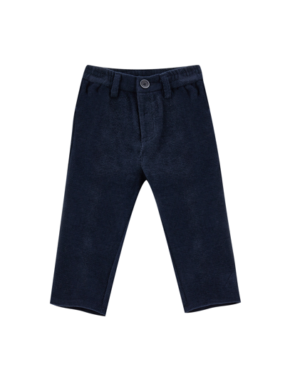 Shop Monnalisa Velvet Trousers With Welt In Navy Blue