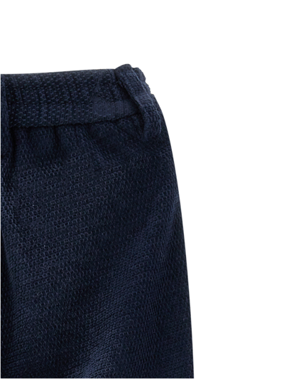 Shop Monnalisa Velvet Trousers With Welt In Navy Blue