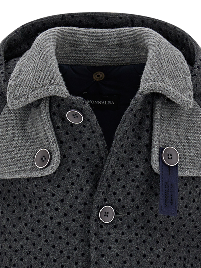 Monnalisa Polka Dot Flannel Jacket In Grey
