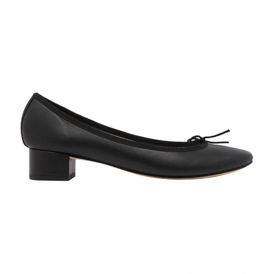 Shop Repetto Camille Ballet Flats With Leather Sole In Noir