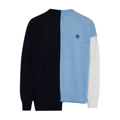 Shop Loewe Asymmetric Colorblock Sweater In Light_blue_white