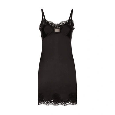 Shop Dolce & Gabbana Short Slip Dress In Black